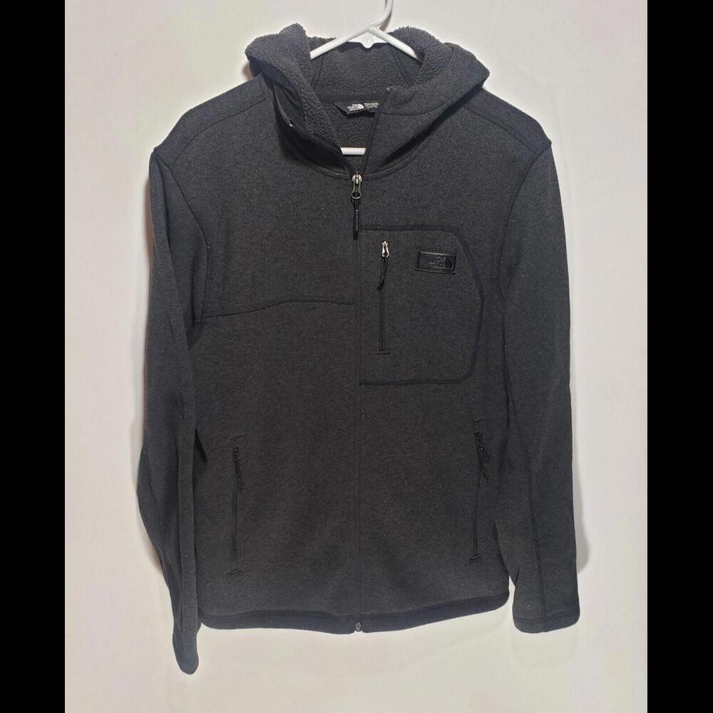 Mens THE NORTH FACE Gray Full Zip Sweater Fleece‎ Hooded Jacket Size Large L